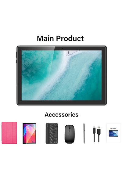 Choice جراب جلدي وردي لجهاز تابلت Relndoo Android 14 بشاشة 10.1 بوصة، وذاكرة وصول عشوائي 8 جيجابايت (4+4 قابلة للتوسيع) وذاكرة قراءة فقط 64 جيجابايت، وكاميرا خلفية مزدوجة 5 ميجابكسل + 8 ميجابكسل