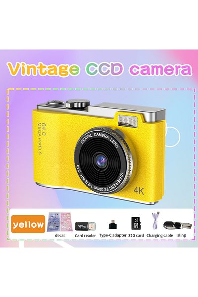 Choice Yellow 32G Kid Digital Camera for Children Camcorder Rechargeable Cameras Vlogging Camera 2.4" Recha