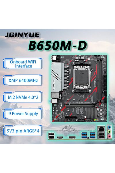 Choice لوحة أم JGINYUE B650M-D AM5 تدعم M-ATX Ryzen5 8400F 8700G 7400F 7500F 7700 7950X 9600X DDR...