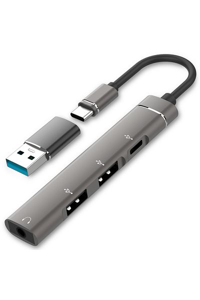 Choice موزع USB من النوع C إلى محول صوت 3.5 مم OTG موزع USB إلى محطة إرساء كمبيوتر محمول عالمية مقسمة