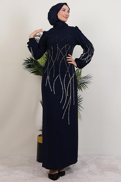 GİYZAMİLA Φόρεμα Yase Stone Navy Blue