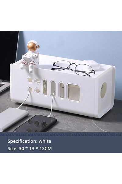 Choice White Cable Storage Box Multifunctional Power Board Wire Management Socket Wire Case Home Room Safet
