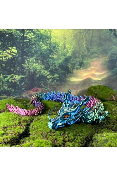 Choice Gradient Green 60Cm/23.6Inch 3D Printed Dragon Rotatable Articulating Toy Desktop Craft Decoration K