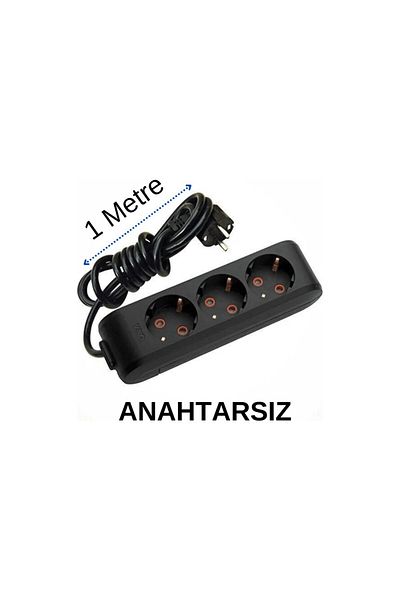 VİKO Multi-Let Triple Socket Grounded Wired C.K. - 1 Meter