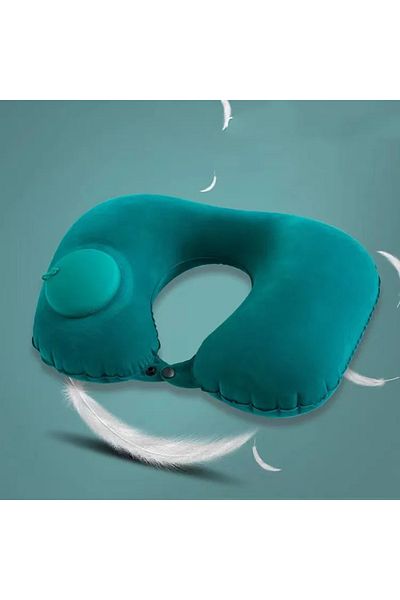 Choice Green-A U-Shaped Inflatable Travel Pillow Portable Air Neck Support Cushion Comfortable Sleeping Pre