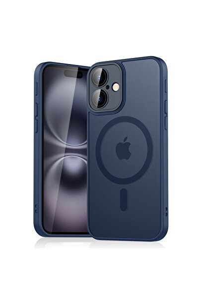 Choice جراب فاخر مغناطيسي شفاف غير لامع مقاوم للصدمات لهاتف iPhone 13 أزرق دا...