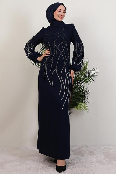GİYZAMİLA Φόρεμα Yase Stone Navy Blue