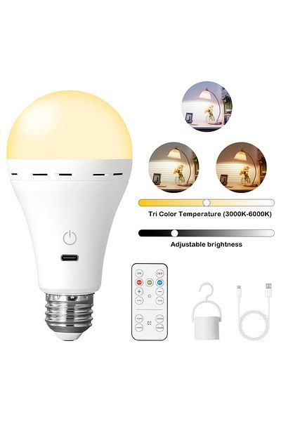 Choice 1 PCS Rechargeable Light Bulbs with Remote Control, E27 Cordless Battery Operated Light Bulb for Lam