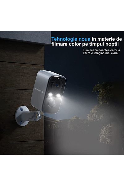 WowStep Surveillance Camera, 2MP, Solar Panel, Full HD, 5200 mAh, Night Lighting, 32 GB Card, White