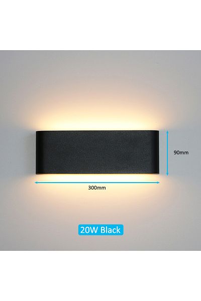 Choice Warm White (2700-3500K) 20W Black LED Outdoor Waterproof IP65 Wall Light Porch Garden Wall Lamp & In