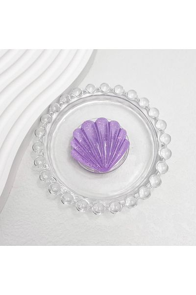 Choice PURPLE 3D Cartoon Cute Sparkly Shell Phone Stand Foldable Phone Holder Shell Transparent Socket Talk