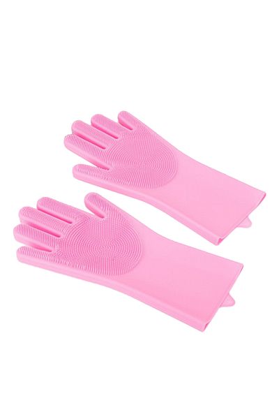Choice Pink Pet Grooming Bathing Gloves Dog Cat Bathing Shampoo Massaging Cleaning Cleanner Sponge Silicon
