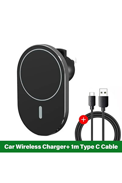 Vikefon شاحن سيارة لاسلكي مغناطيسي أسود اللون من ماك سيف، مزود بكابل، متوافق ...