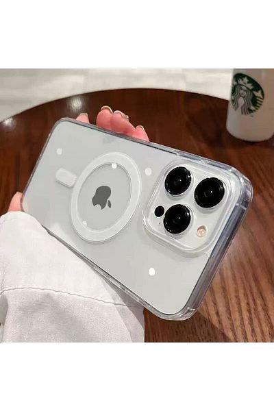 Choice جراب Magsafe المغناطيسي الرسمي الشفاف لهاتف iPhone 16 ProMax مع علبة لهاتف iPhone 16 15 14 13
