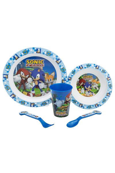 Sonic 5-piece dinnerware set, plastic, BPA-free, multicolor, microwaveable,