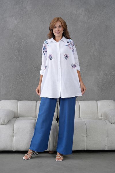 BURRASCA Oversize Linen Set with Embroidered Stones