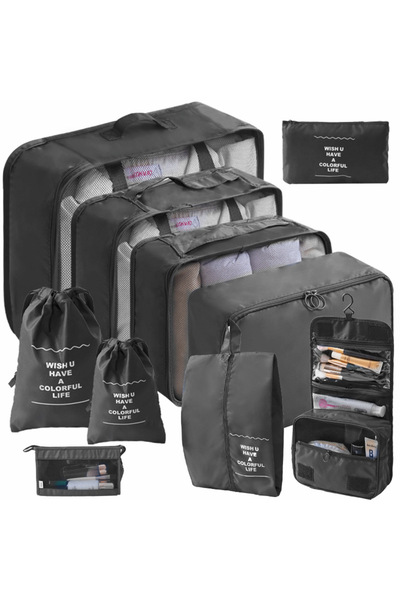 Choice1 10pcs Black 7/10 Pcs Set Travel Organizer Storage Bags Suitcase Packi...