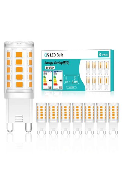 Choice 8PCS WARM 220V G9 LED Bulbs 3W 220V 2700K Warm White No-Flicker LED Lamp 33W Halogen Bulb Equivalent