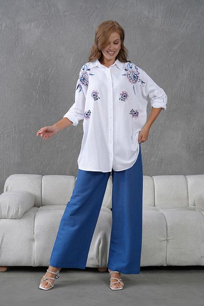 BURRASCA Oversize Linen Set with Embroidered Stones