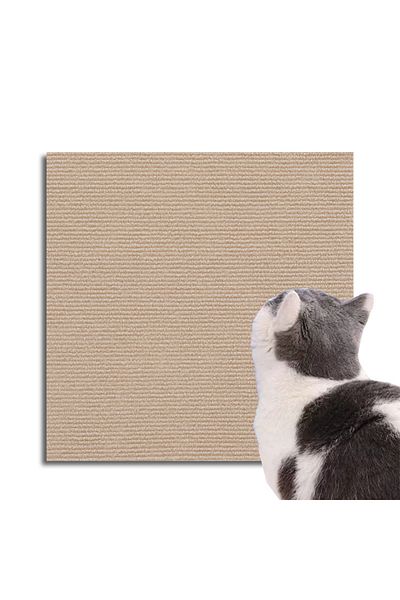 Choice 11.82in x 11.8 khaki Trimmable Self-Adhesive Cat Scratch Mat – Protect Your Furniture and Walls from