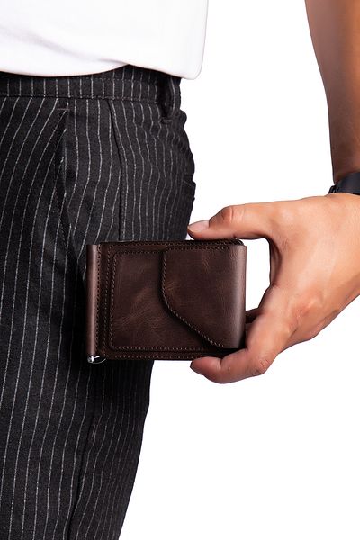 Niki Leather Rafel Black Genuine Leather Wallet with Money Clip and Magnet Cover