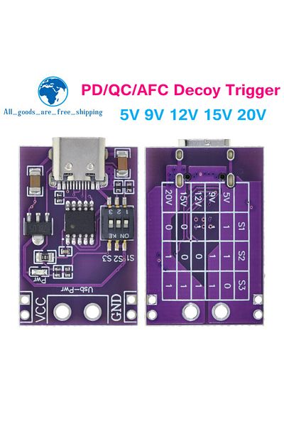Choice DIYTZT PD/QC/AFC Fast Charge Decoy Trigger Support 5V 9V 12V 15V 20V Fixed Voltage Output Type-C ...