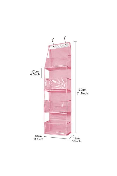Choice Pink - 4grid Door storage hanging bag, household 4-layer bag, toy storage bag hanging wall underwear