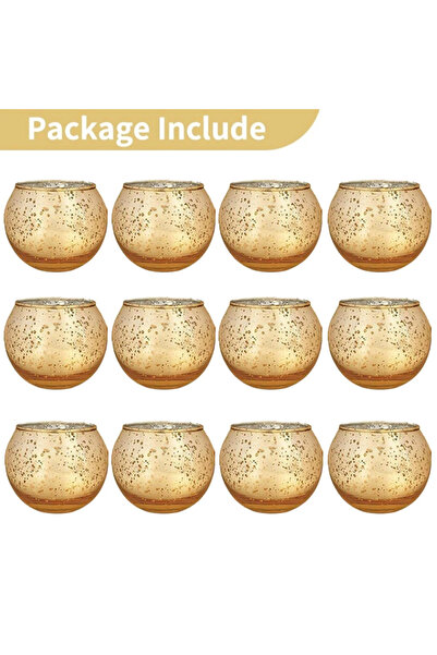 Choice 12 قطعة من حاملات الشموع الزجاجية النذرية من الزئبق باللون الذهبي، 6/1...