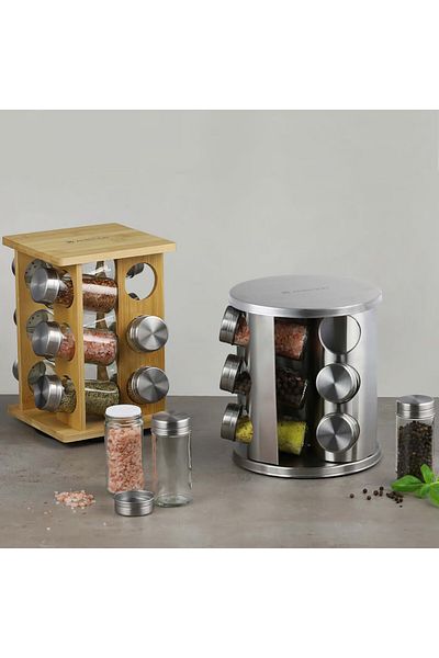 Ambition Spice container set, 12 pieces, stainless steel stand, Cleo