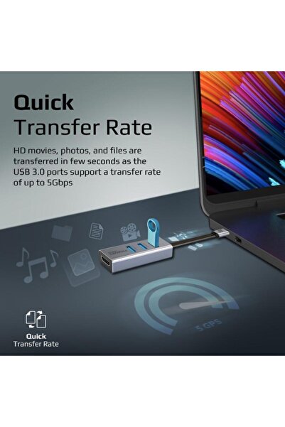 Promate USB Hub Converter Type-C (3 Pieces) to USB and HDMI Output 4k - Mediahub-c3