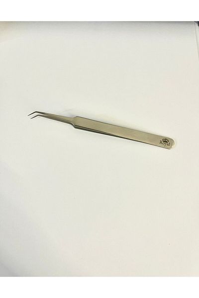 Royal Pensetă Curbată Premium ROYAL, pentru Gene (fir cu fir), din Inox, foarte mare precizie, model 3