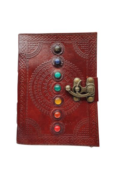 OEM LEATHER JOURNAL | HANDMADE | GRATITUDE JOURNAL "7 CHAKRAL CRYSTALS" 17.5x13 cm *