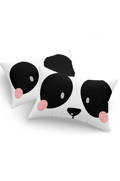 Enlora Home Set of 2 pillowcases 50x70 cm, polycotton, Pink Panda