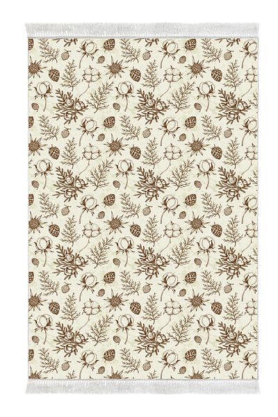 Alanur Home Αντιολισθητική βάση Djt Σετ τουαλέτας Star Cotton Fringe Vintage AL5012 Μπεζ