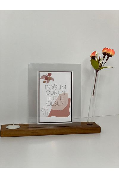 NO:ON AHŞAP Tubed and Waxed, Solid Ireko, Decorative Plexiglass Picture Photo Frame (Birthday Card)