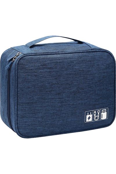 Choice 1pcs Navy Blue A Portable Digital Storage Bag USB Gadget Waterproof Cable Organizer Pouch Electronic