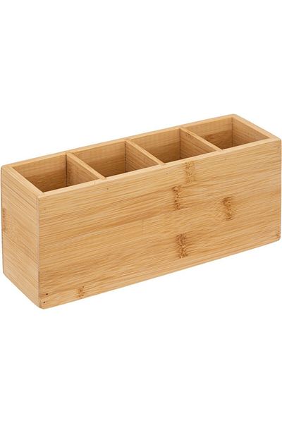 Five Simply Smart Rectangular Bamboo 4 Compartment Make-Up Organizer