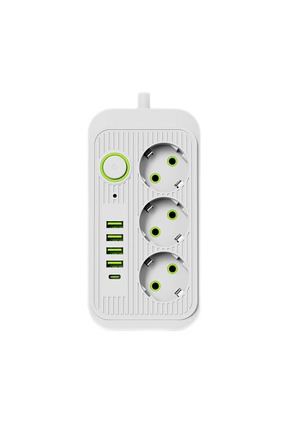 Choice 2 M White 2/5M EU Plug Power Strip Extension Cable 3 AC Outlets Electrical Socket with 4USB Type-C N