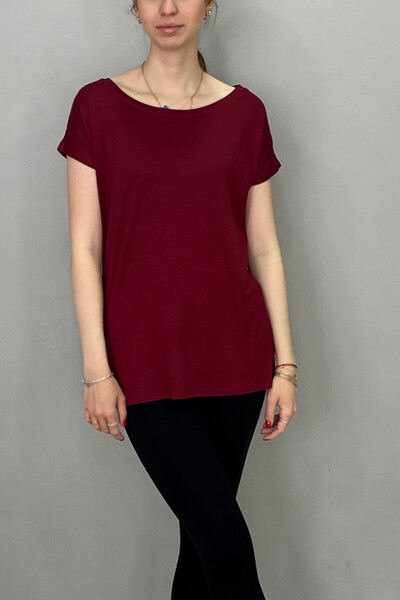 Tam Moda Γυναικείο μπλουζάκι με γιακά μπατονέτας με μανίκια