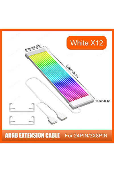Choice شريط إضاءة RGB أبيض X12 PC مناسب لكابل PSU PC RGB GPU كابل 5 فولت 3 سن...