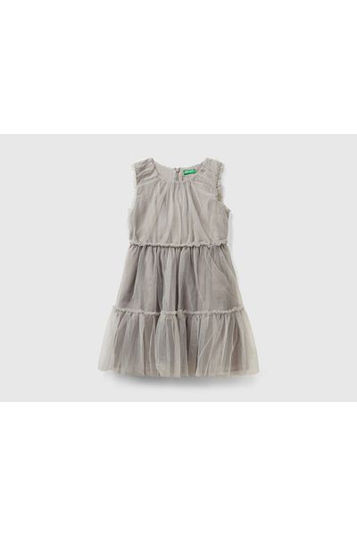 United Colors of Benetton Girls' Sleeveless Tulle Dress with Lining