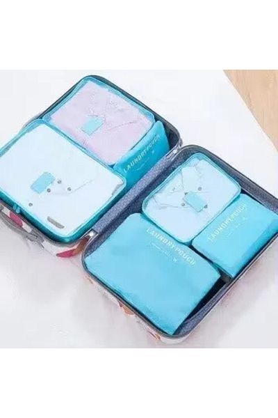 Choice 6pcs blue 6 Pcs/Set Pink/Blue/Grey Travel Storage Bag Large Capacity Waterproof Luggage Clothing Und