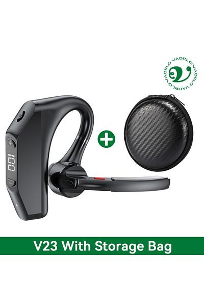 Choice V23 Black With Bag Bluetooth 5.3 Business Wireless Earphone Left Right Ear Universal LED Display Wit