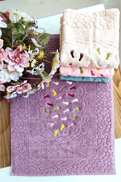 A.Z.H. My Mother (4Th Set) 50X70Cm. Dowry 100% Cotton Luxury Embroidered Jacquard Foot Towel