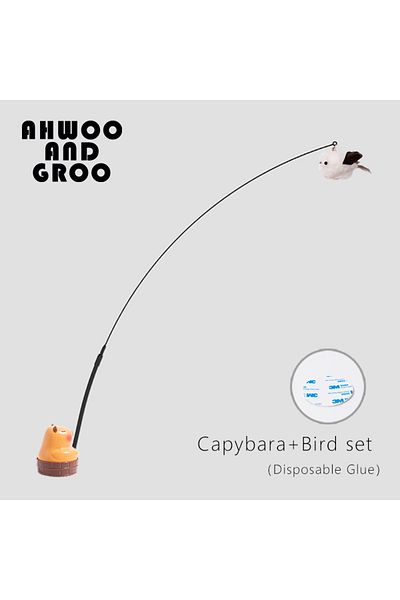 Choice Glue Bird Simulation Capybara Cat Toys Funny Interactive Bird with Bell Cat Stick Toy for Kitten Pla