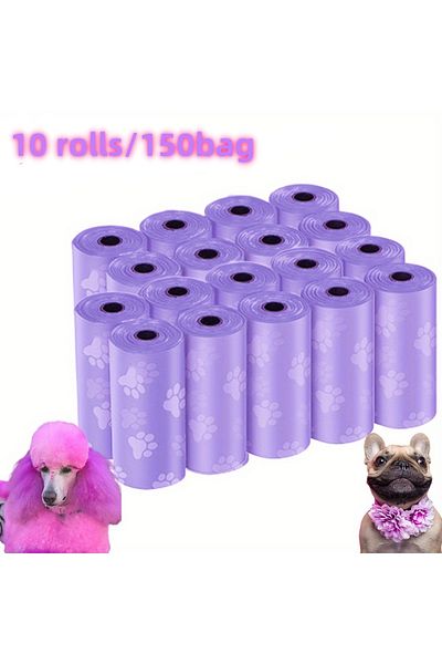 Choice 10 rolls Purple Graffiti 150 Count Durable Polyethylene 10-Pack Dog Poop Bags, Leak-Proof, Easy Tear