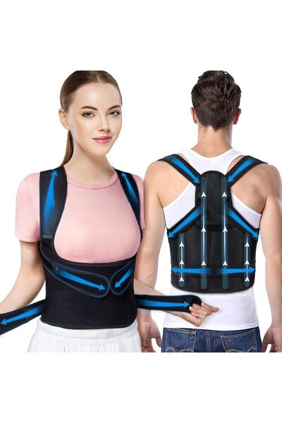 choice2 مشد ظهر أسود متوسط ​​الحجم، مصحح وضعية الجسم للنساء والرجال، ومقوّم ل...