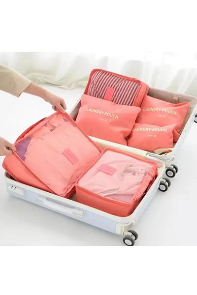 Choice 6pcs pink 6 Pcs/Set Pink/Blue/Grey Travel Storage Bag Large Capacity Waterproof Luggage Clothing Und