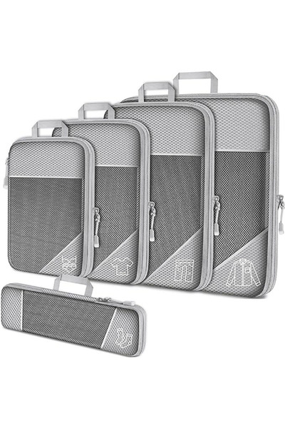 Choice مجموعة مكعبات التعبئة المضغوطة باللون الرمادي الفاتح، حقيبة سفر شبكية ...