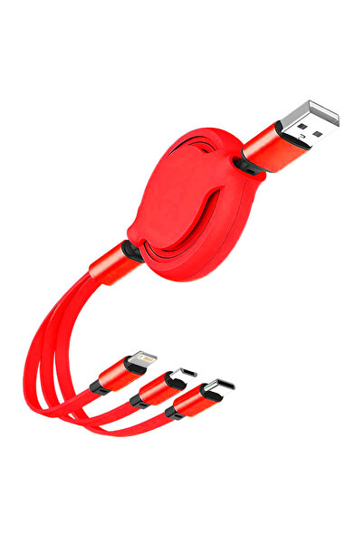 Choice شاحن USB C سريع 3 في 1 قابل للسحب 6A 100 واط أحمر بطول 1.2 متر لهاتف i...